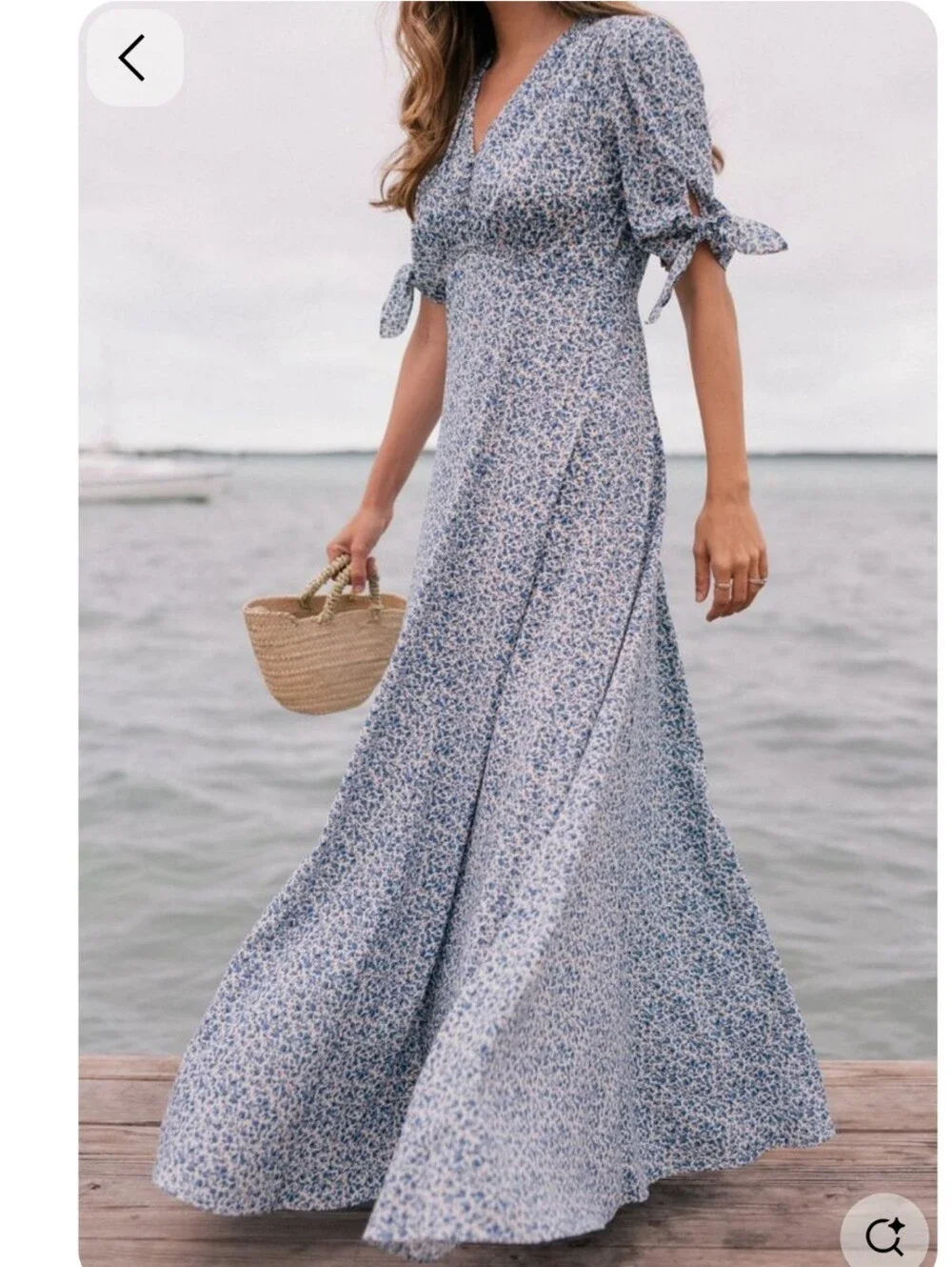 Gal Meets Glam Aurora Floral Maxi Dress Size 8 Blue White Cottagecore Coquette - Picture 6 of 6